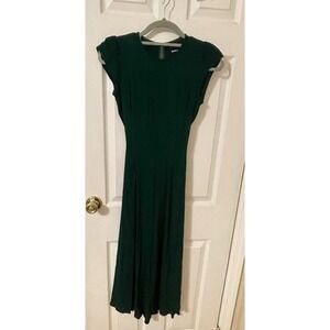 Reformation Gavin in Dark Green Cutout Back Side Slit Crepe Midi Dress  Size 0